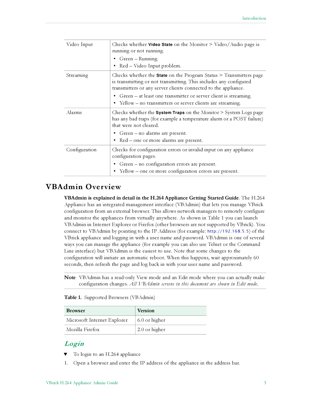 VBrick Systems 7000 manual VBAdmin Overview, Login 