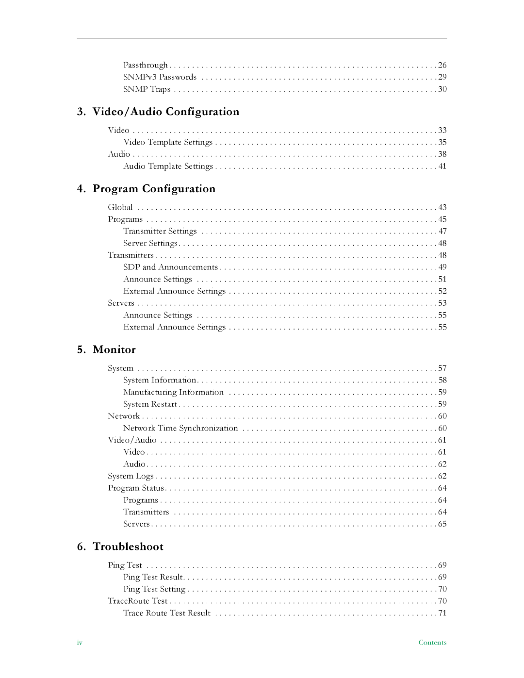 VBrick Systems 7000 manual Video/Audio Configuration 