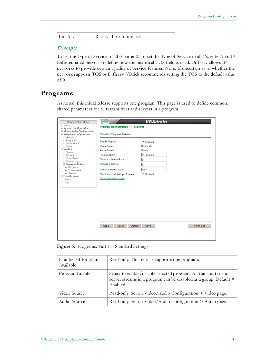 VBrick Systems 7000 manual Programs, Example 