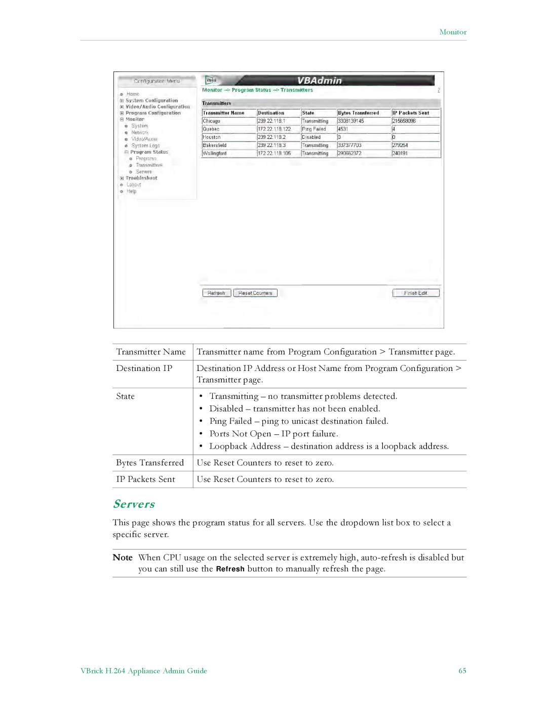 VBrick Systems 7000 manual Servers 