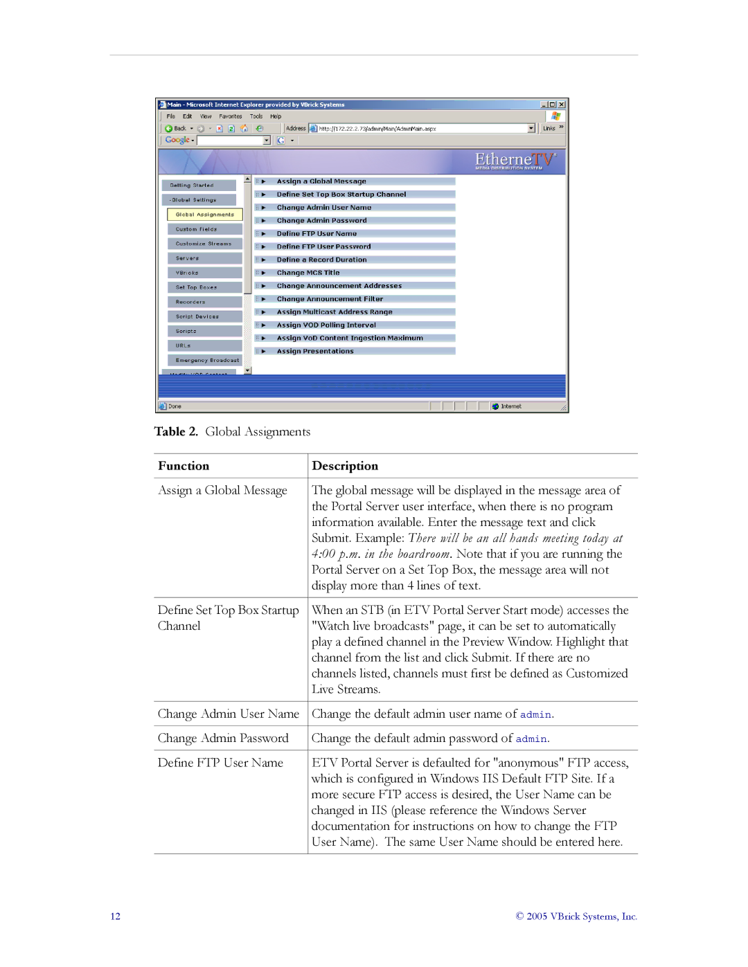 VBrick Systems ETV v3.1 manual Function Description 