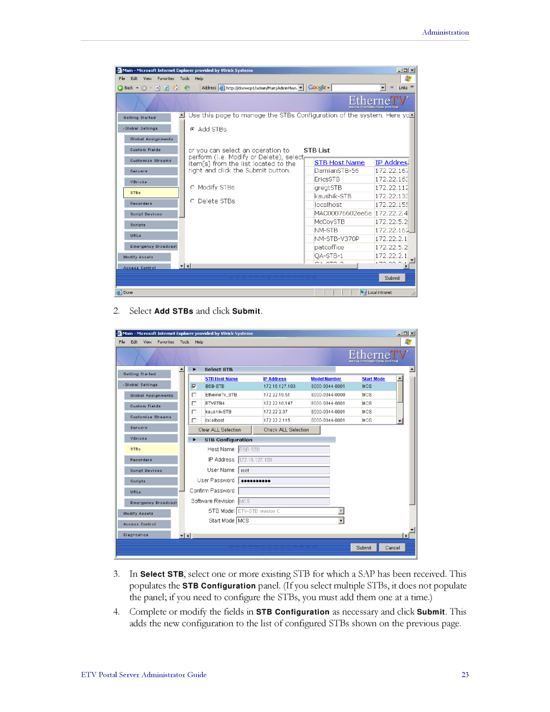 VBrick Systems ETV v3.1 manual Administration 