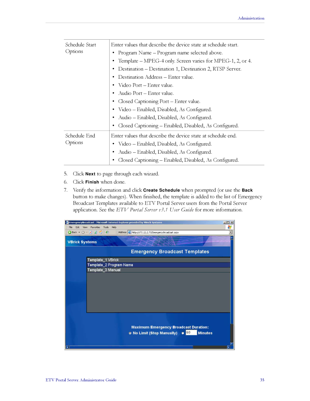 VBrick Systems ETV v3.1 manual Administration 