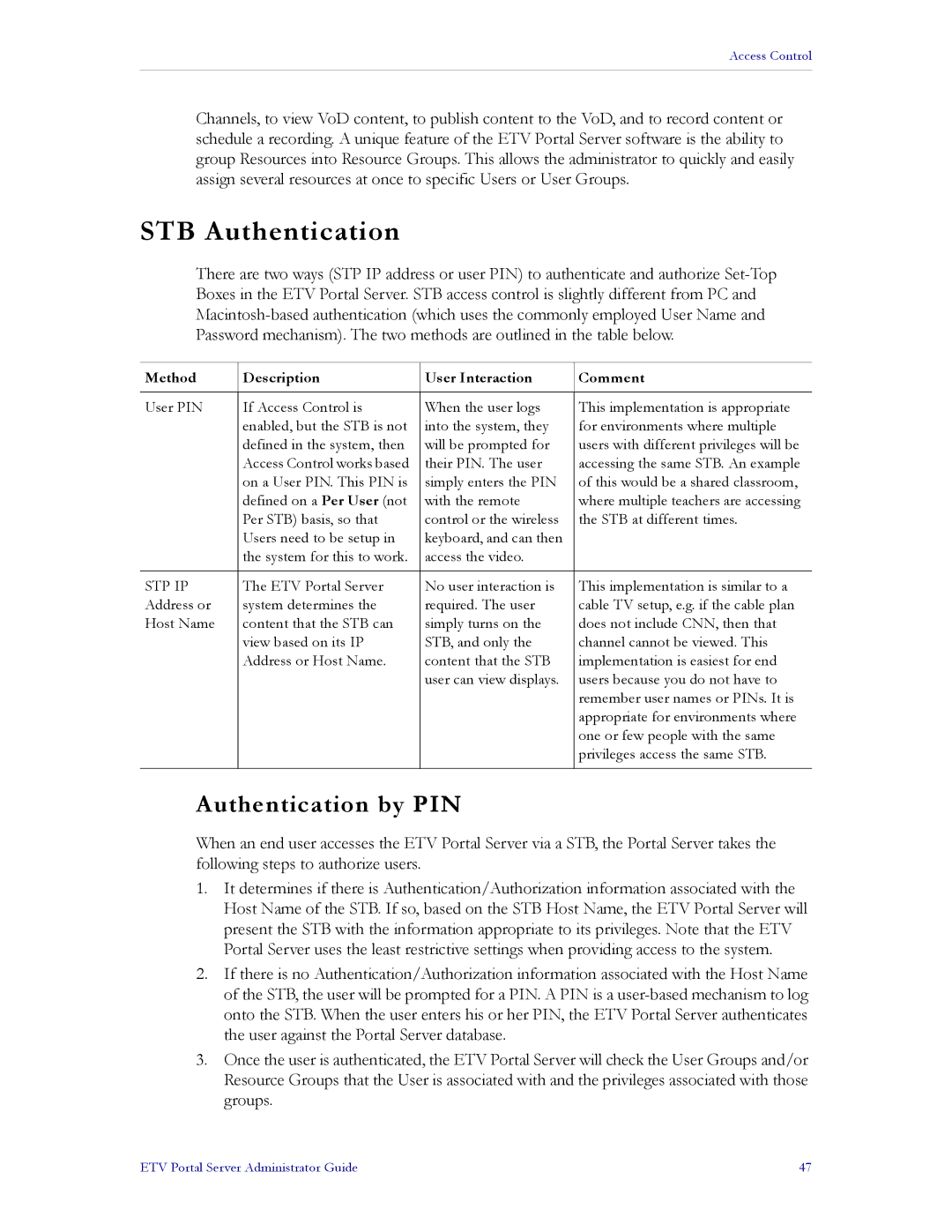 VBrick Systems ETV v3.1 manual STB Authentication, Authentication by PIN 