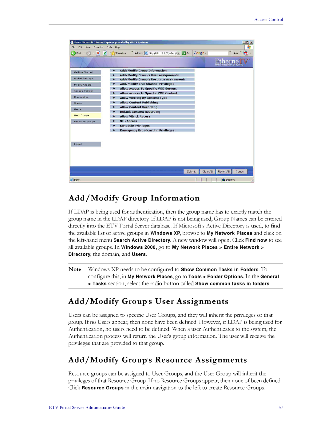 VBrick Systems ETV v3.1 manual Add/Modify Group Information, Add/Modify Groups User Assignments 