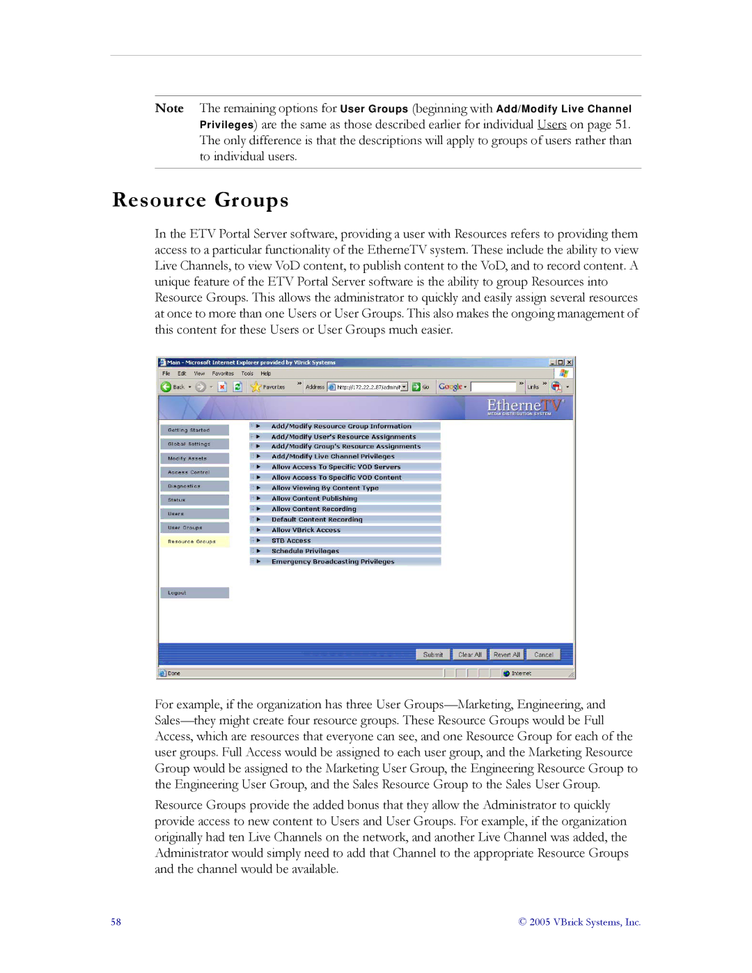 VBrick Systems ETV v3.1 manual Resource Groups 