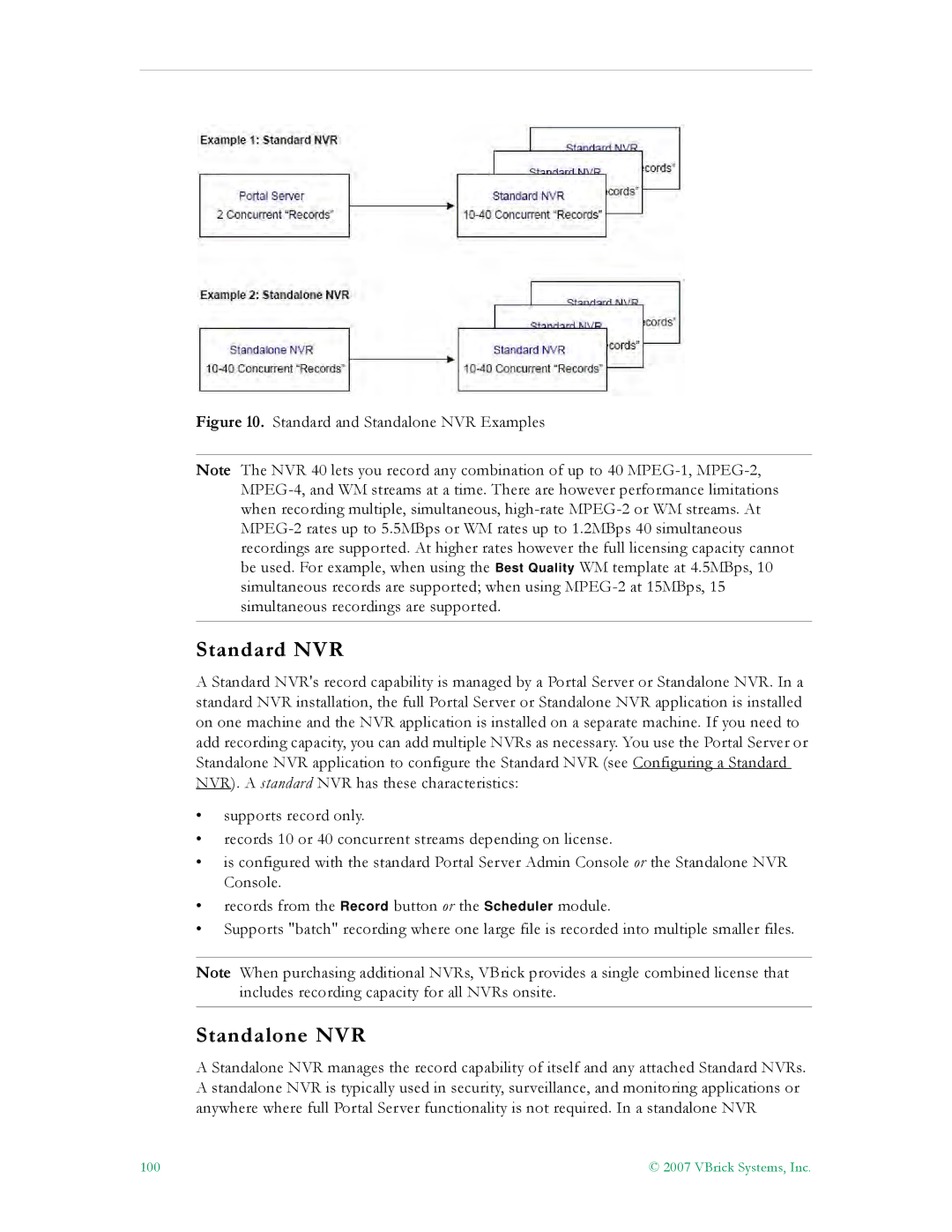 VBrick Systems ETV v4.1 manual Standard NVR, Standalone NVR 