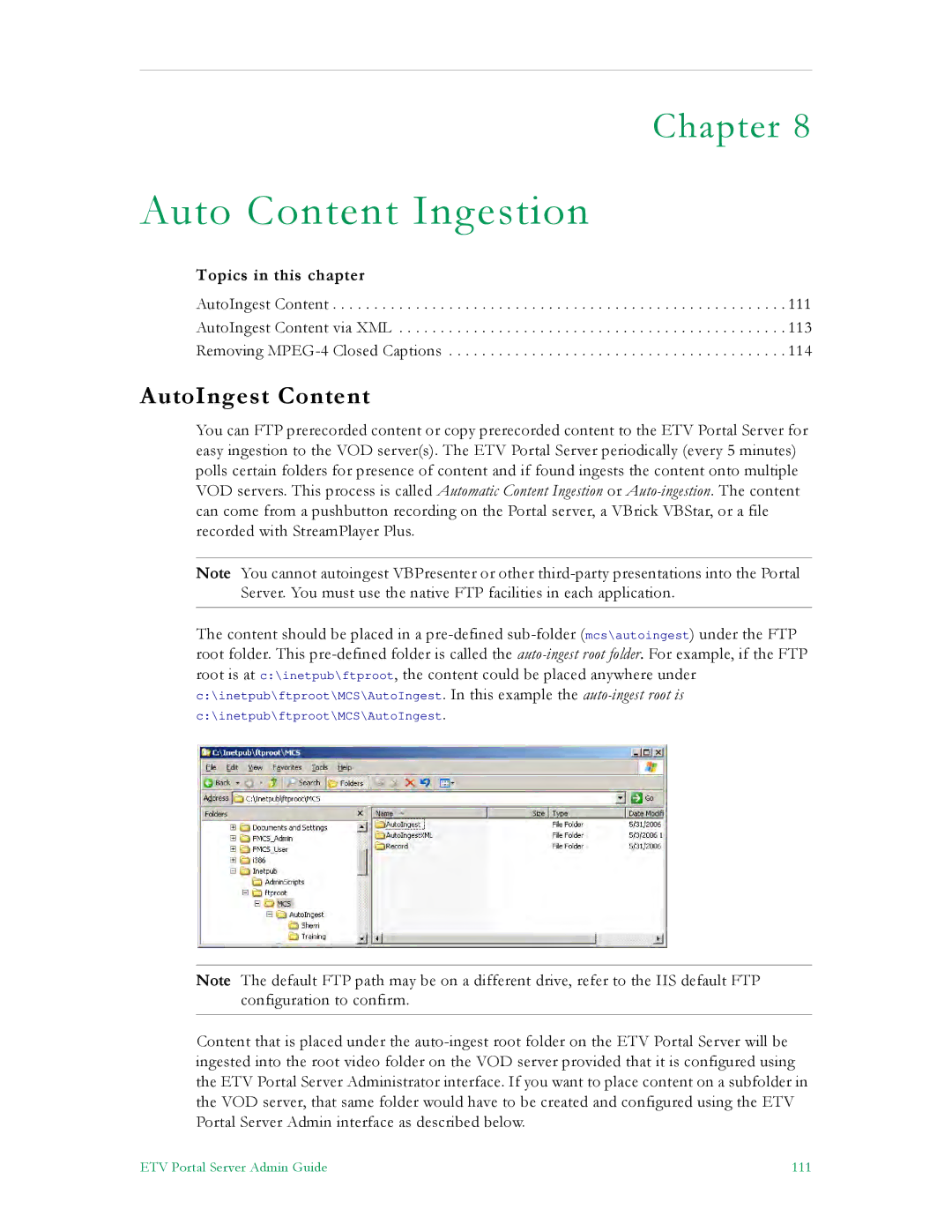 VBrick Systems ETV v4.1 manual Auto Content Ingestion, AutoIngest Content 