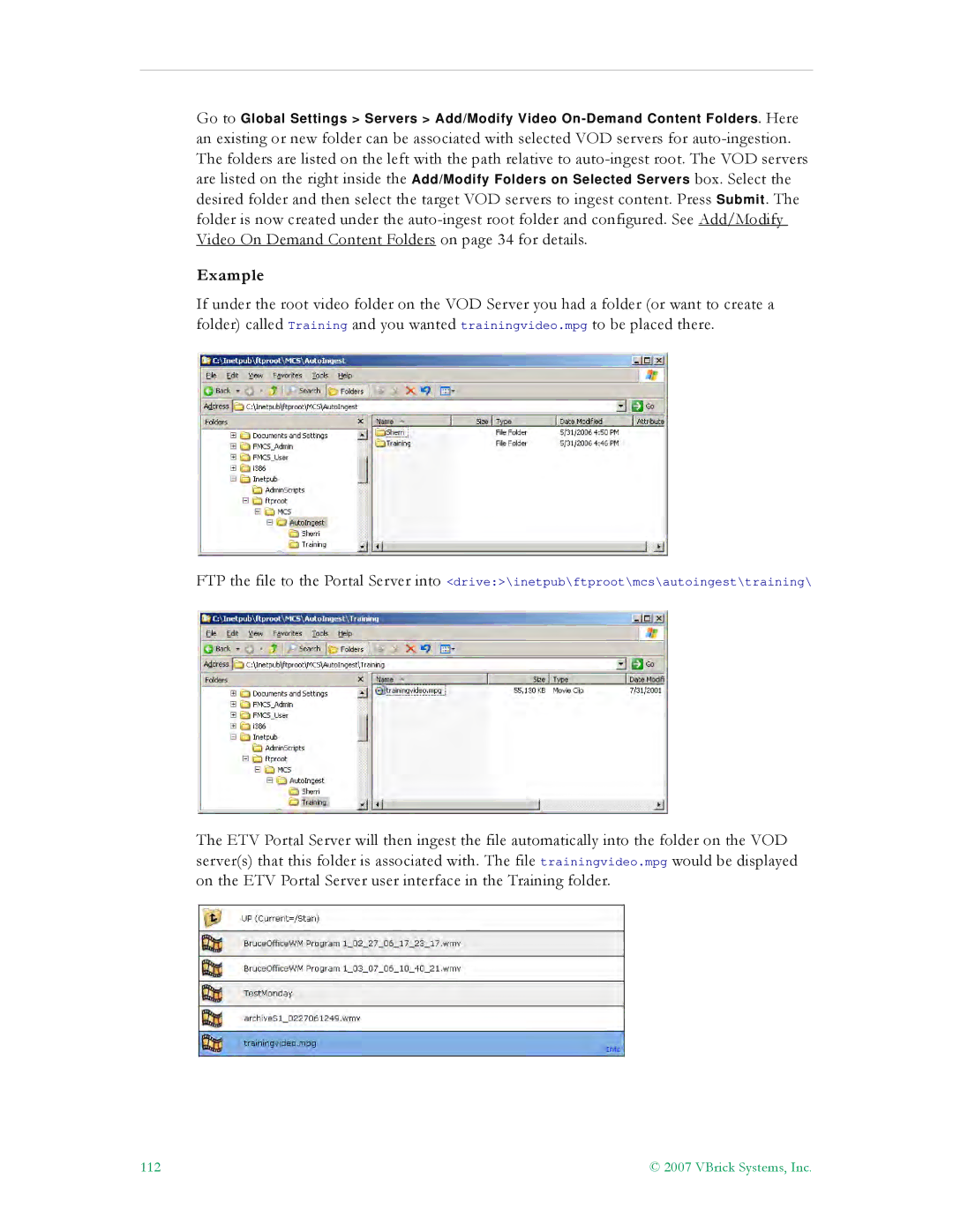 VBrick Systems ETV v4.1 manual Example 