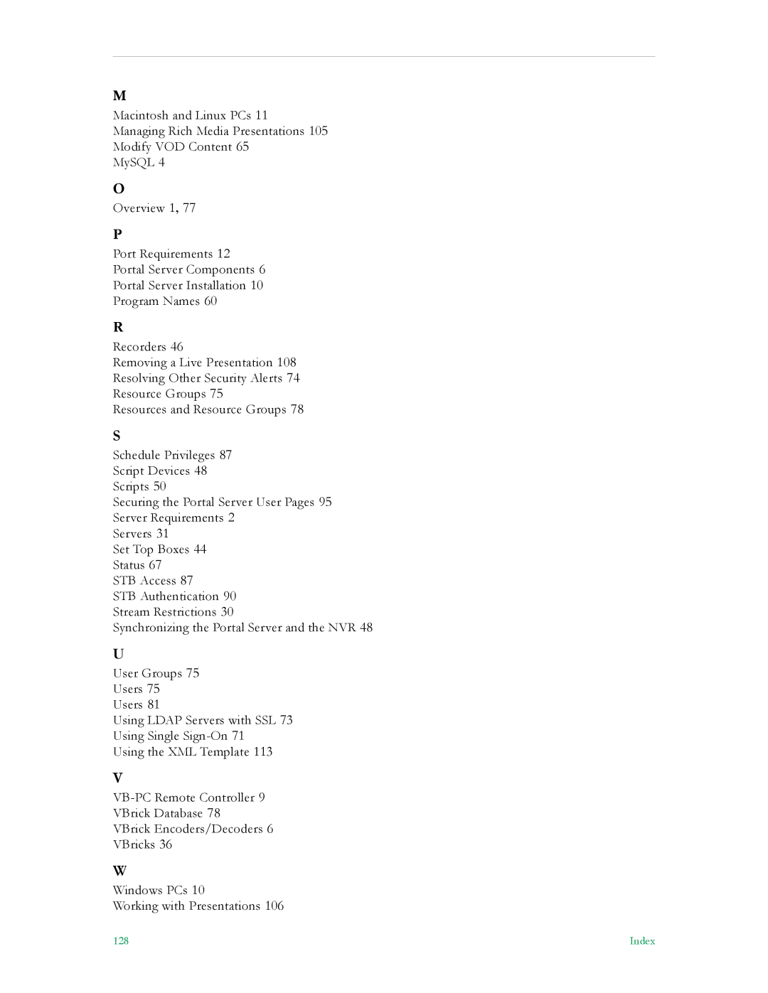 VBrick Systems ETV v4.1 manual Index 