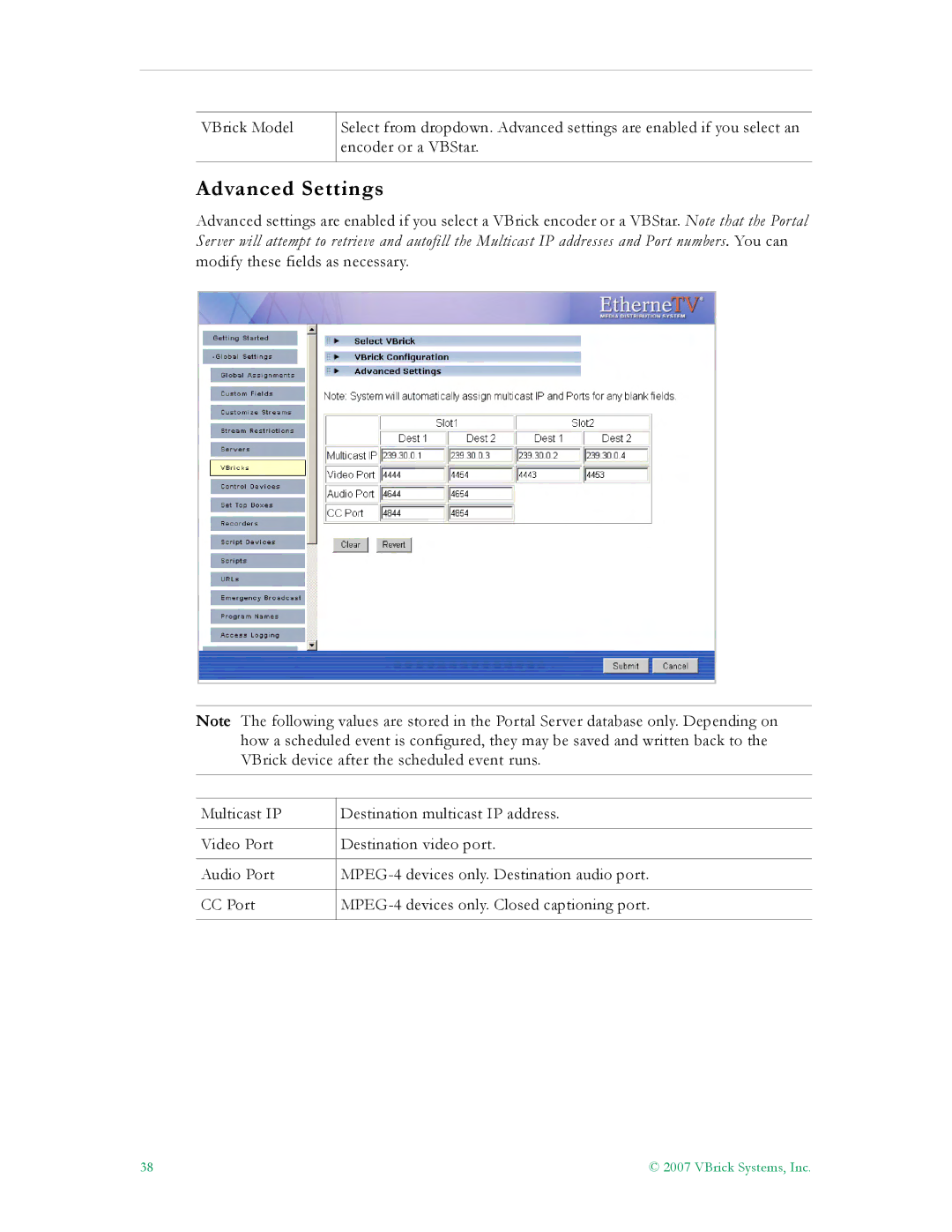 VBrick Systems ETV v4.1 manual Advanced Settings 