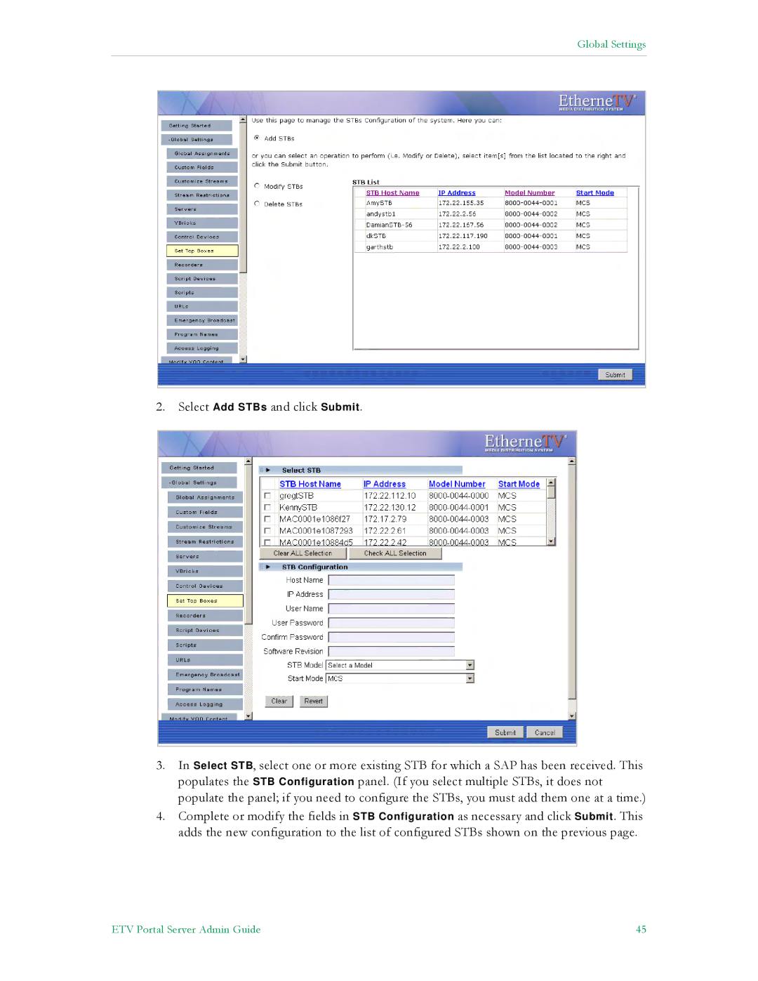 VBrick Systems ETV v4.1 manual Global Settings 