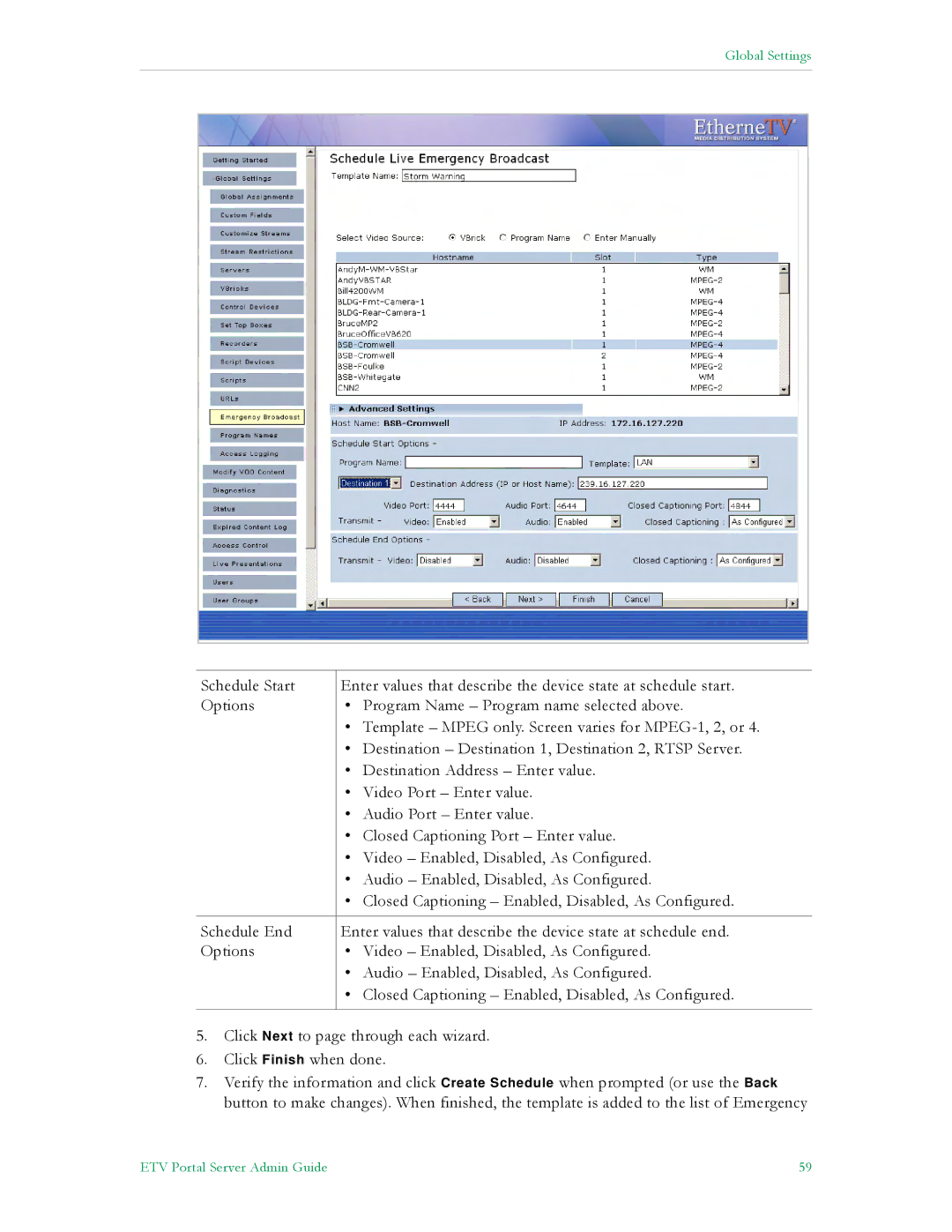 VBrick Systems ETV v4.1 manual Global Settings 