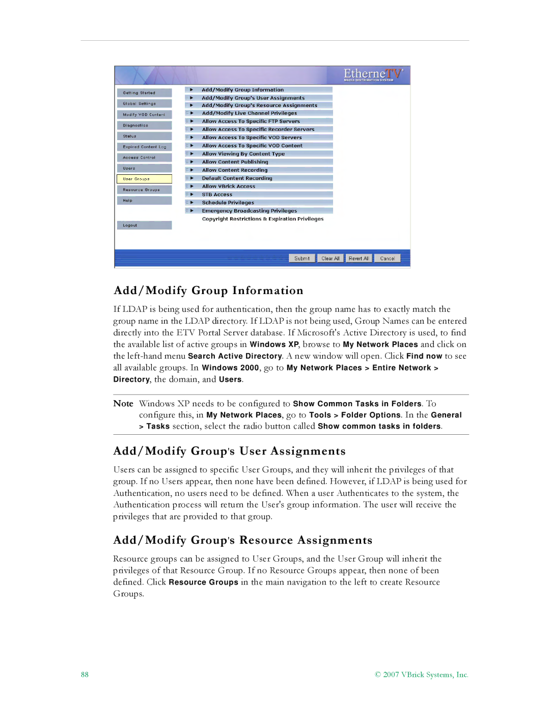 VBrick Systems ETV v4.1 manual Add/Modify Group Information, Add/Modify Groups User Assignments 