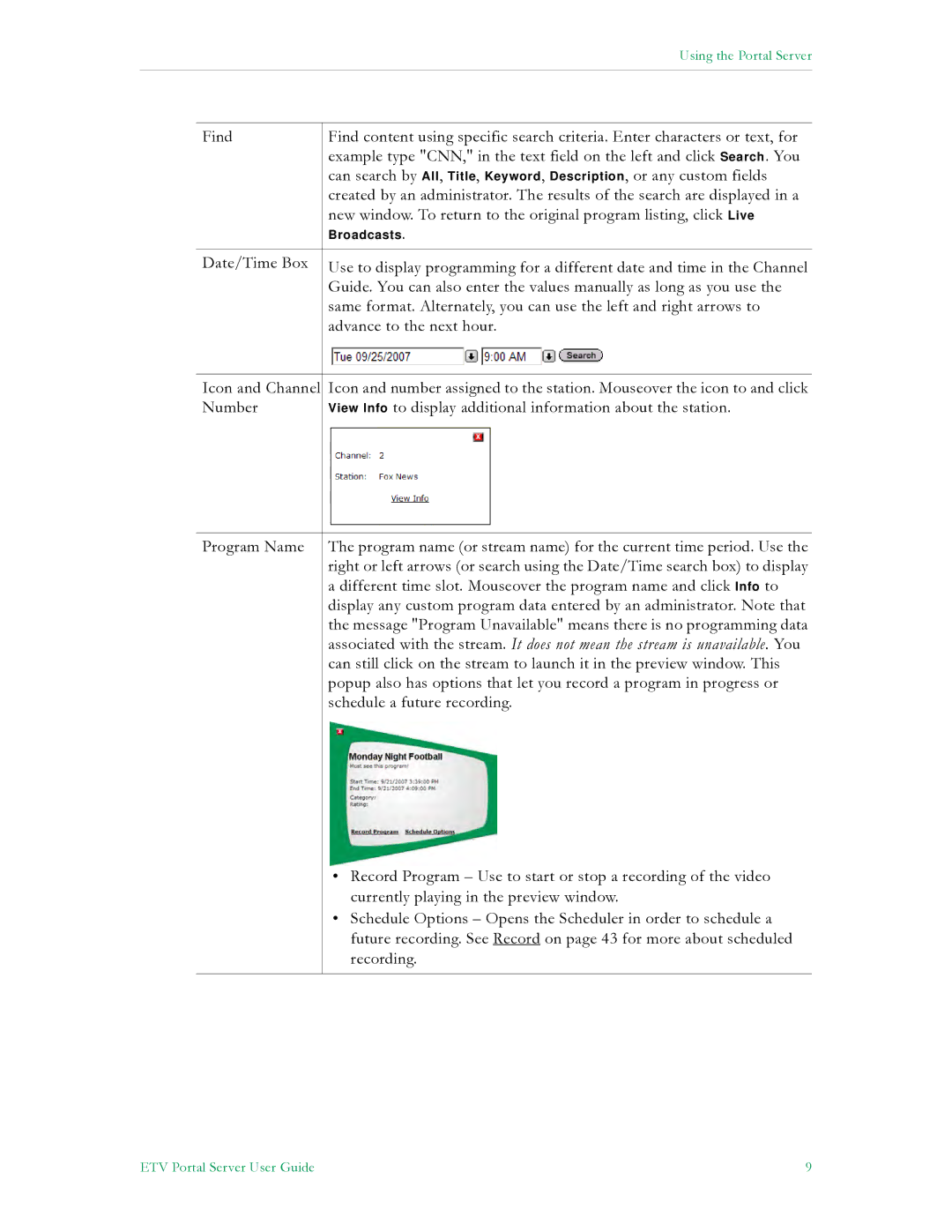 VBrick Systems ETV v4.2 manual Using the Portal Server 