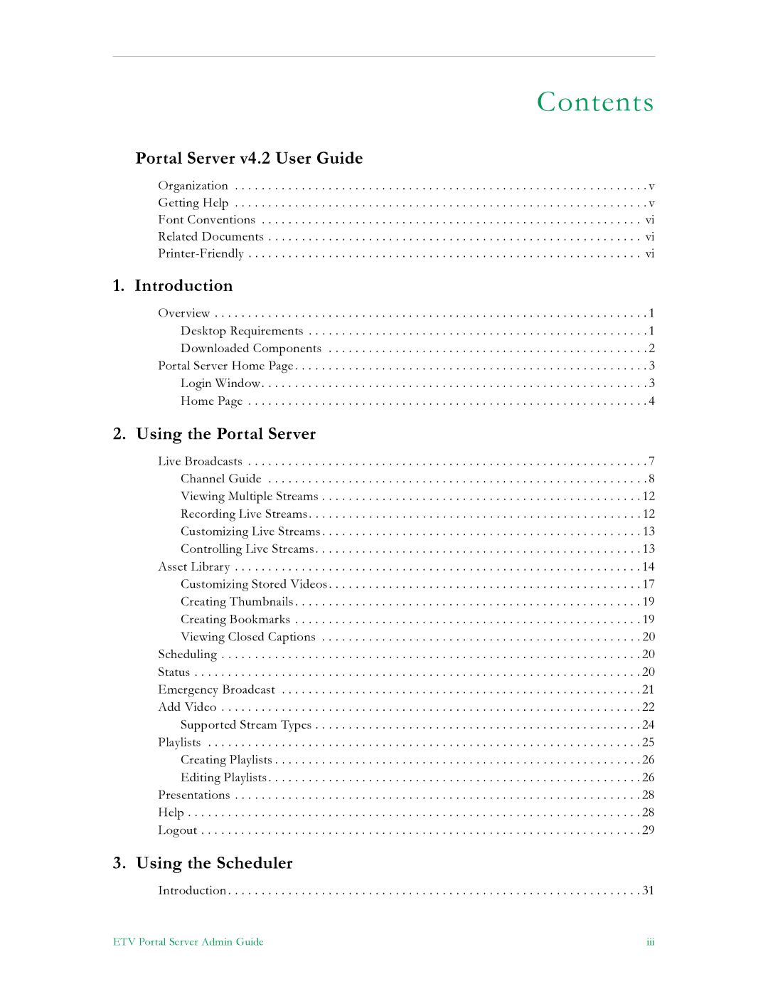 VBrick Systems ETV v4.2 manual Contents 