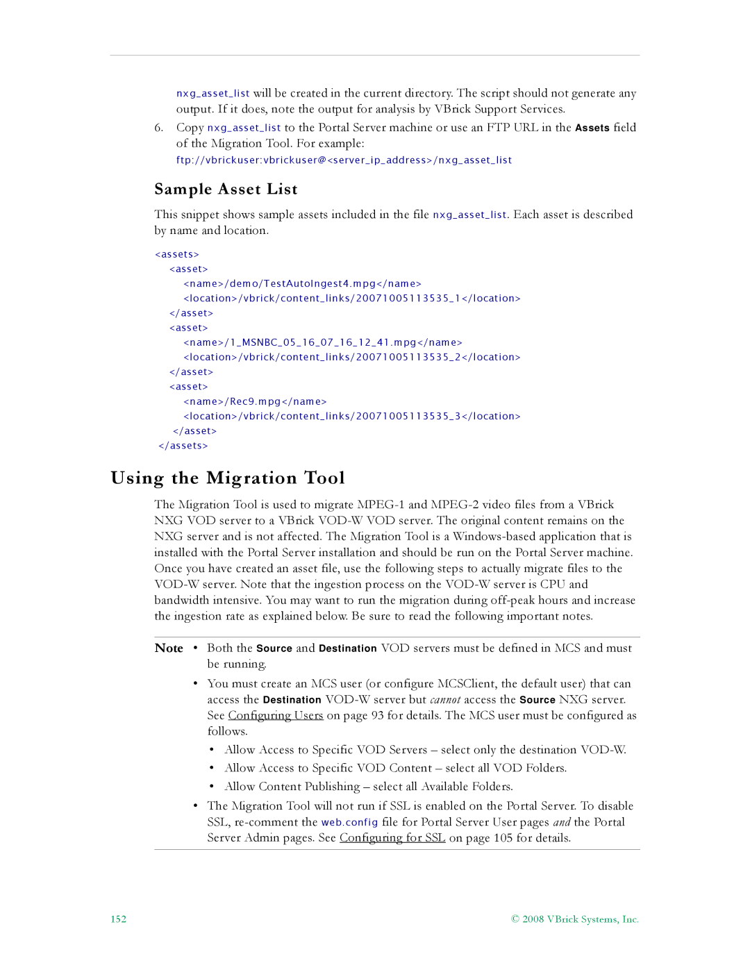 VBrick Systems ETV v4.2.1 manual Using the Migration Tool, Sample Asset List 