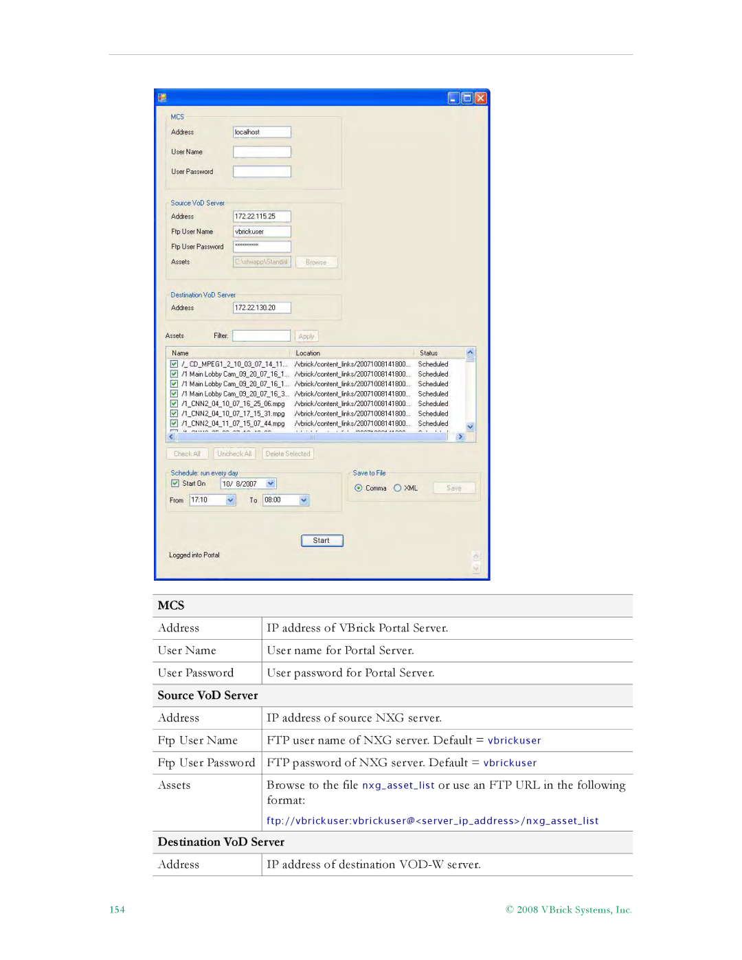 VBrick Systems ETV v4.2.1 manual Source VoD Server, Destination VoD Server 