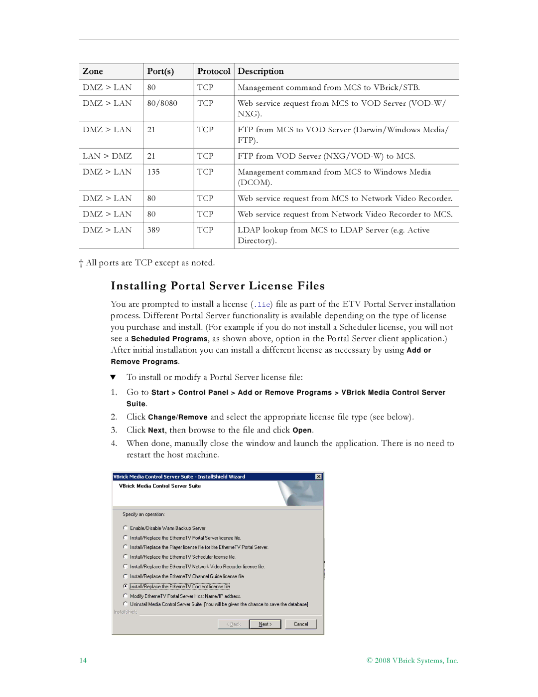 VBrick Systems ETV v4.2.1 manual Installing Portal Server License Files 