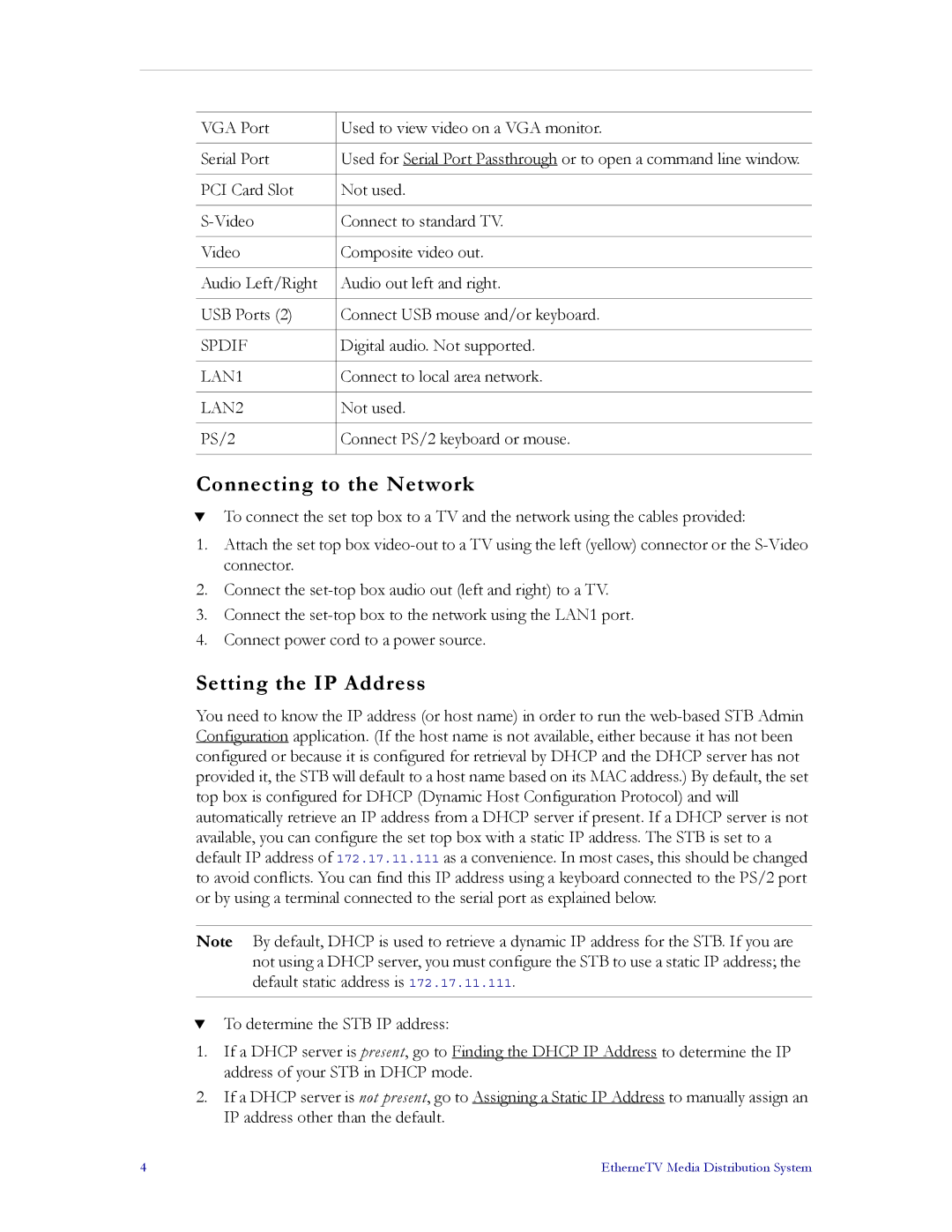 VBrick Systems MPEG-1, MPEG-2, MPEG-4 manual Connecting to the Network, Setting the IP Address 