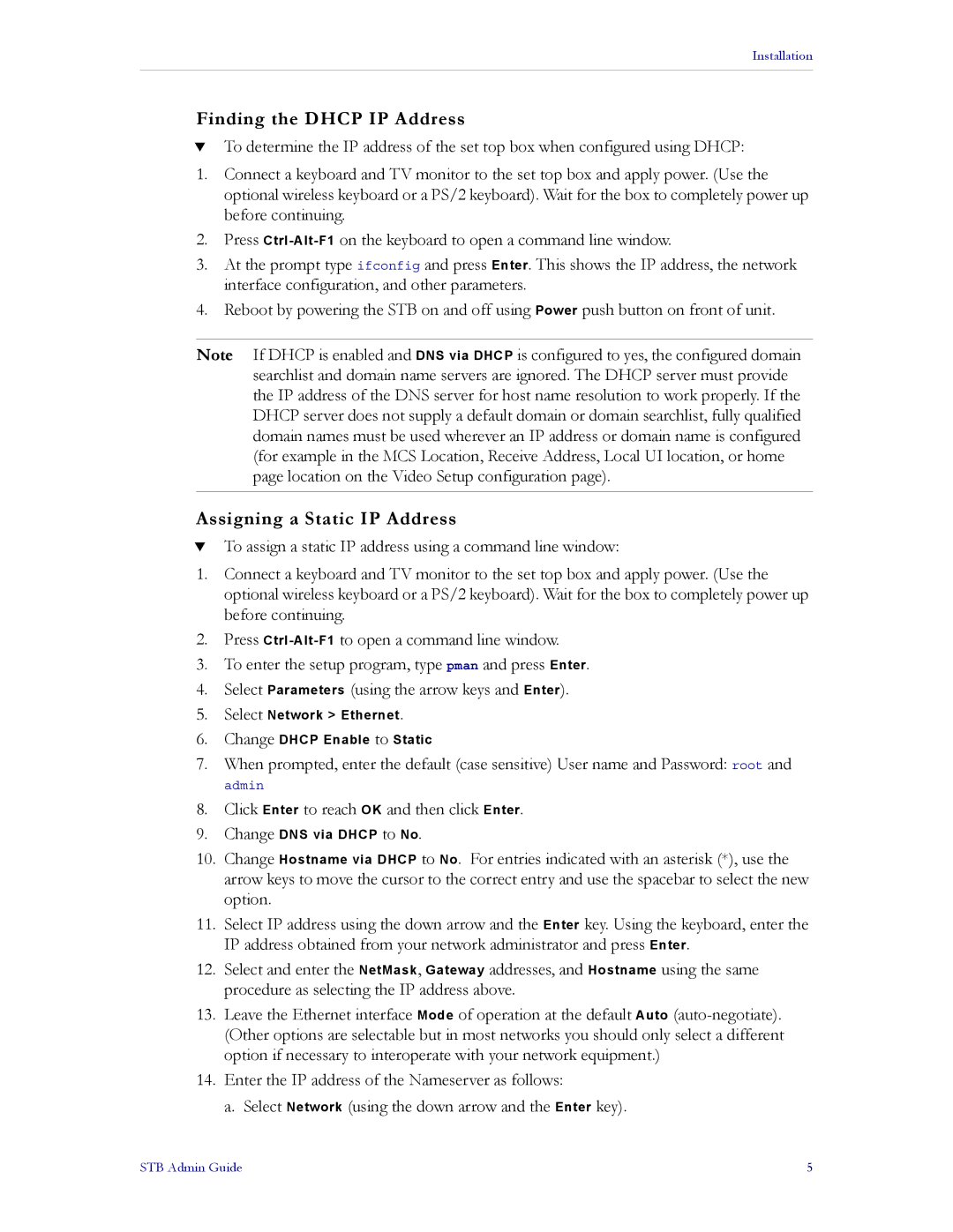 VBrick Systems MPEG-4, MPEG-2, MPEG-1 manual Finding the Dhcp IP Address, Assigning a Static IP Address 