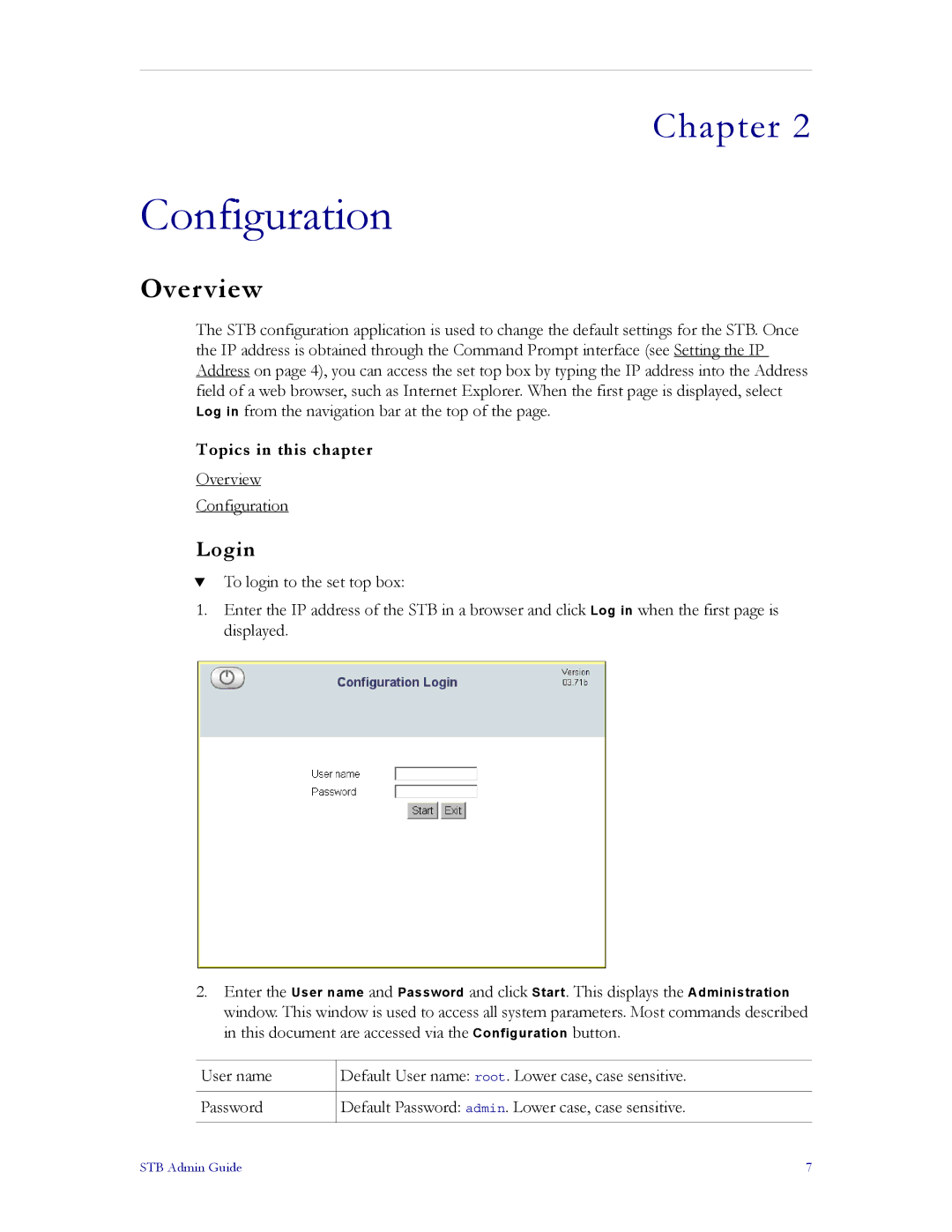 VBrick Systems MPEG-1, MPEG-2, MPEG-4 manual Configuration, Login 