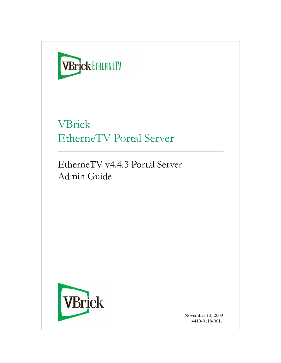 VBrick Systems V4.4.3 manual VBrick EtherneTV Portal Server 