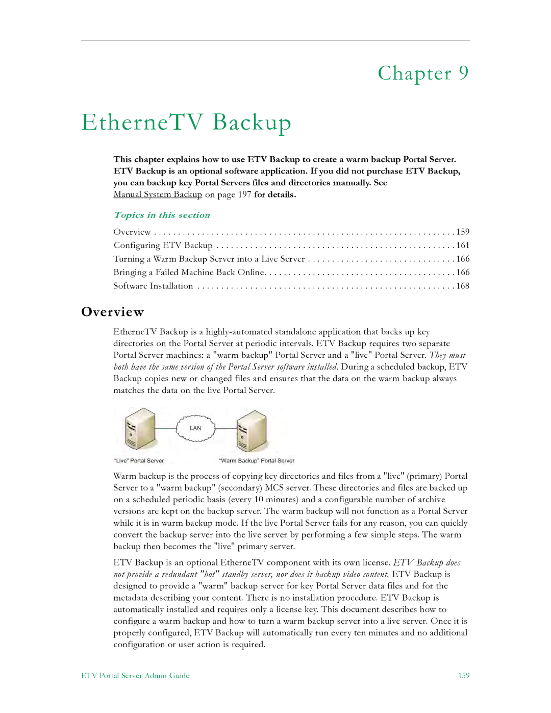 VBrick Systems V4.4.3 manual EtherneTV Backup, Overview 