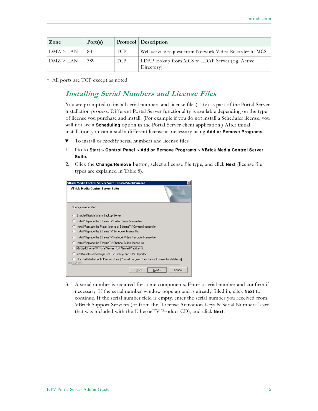 VBrick Systems V4.4.3 manual Installing Serial Numbers and License Files 