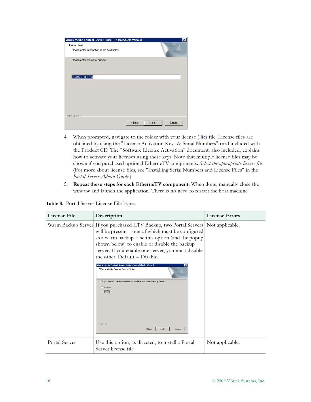 VBrick Systems V4.4.3 manual License File Description License Errors 