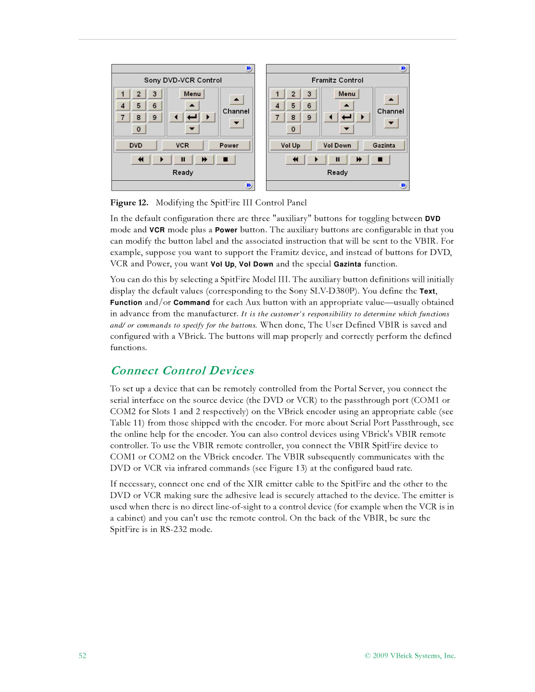 VBrick Systems V4.4.3 manual Connect Control Devices 