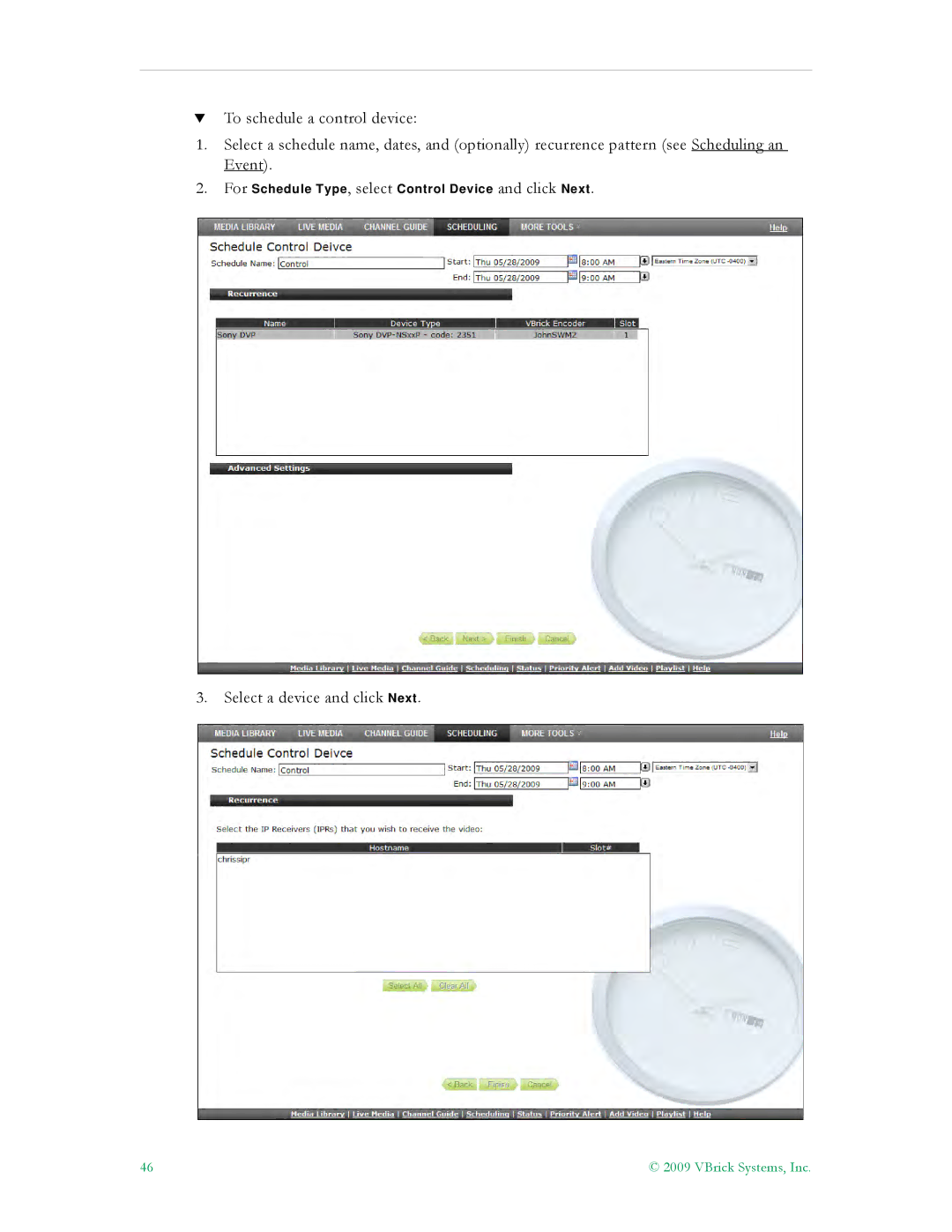 VBrick Systems V5.0 manual Select a device and click Next 