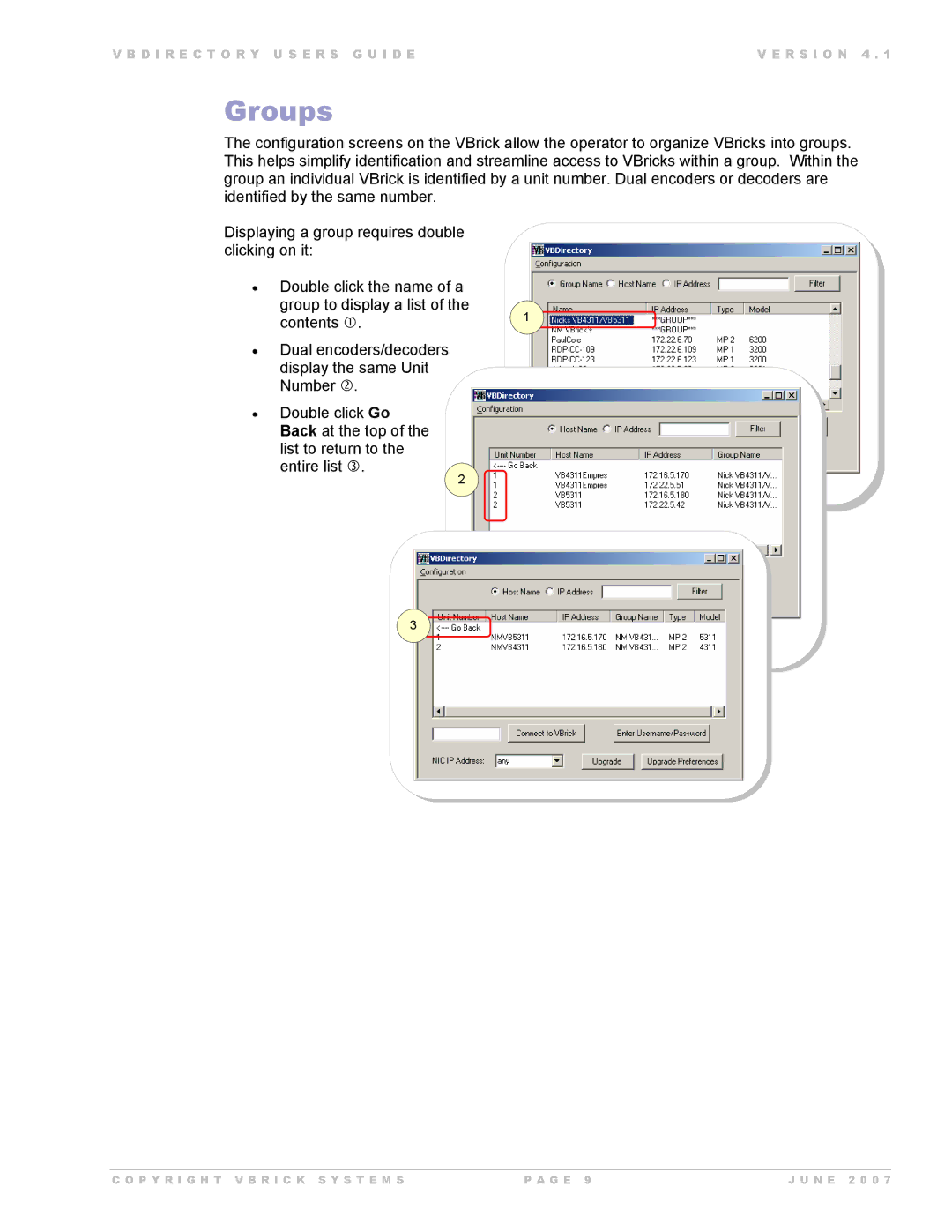 VBrick Systems VB Directory System manual Groups 