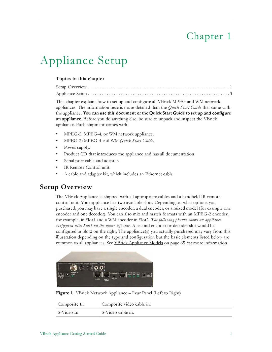 VBrick Systems VB6000, VB4000, VB5000 manual Setup Overview, Topics in this chapter 