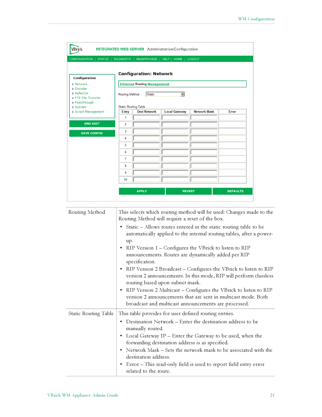 VBrick Systems VB4000, VB6000, VB5000 manual WM Configuration 