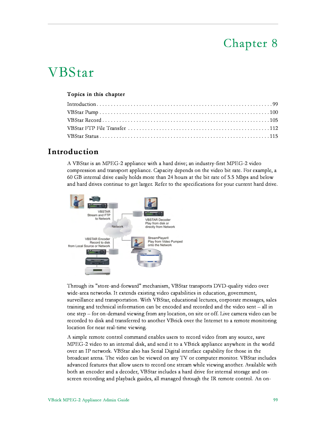 VBrick Systems VB5000, VB6000, VB4000 manual VBStar, Chapter, Introduction, Topics in this chapter 