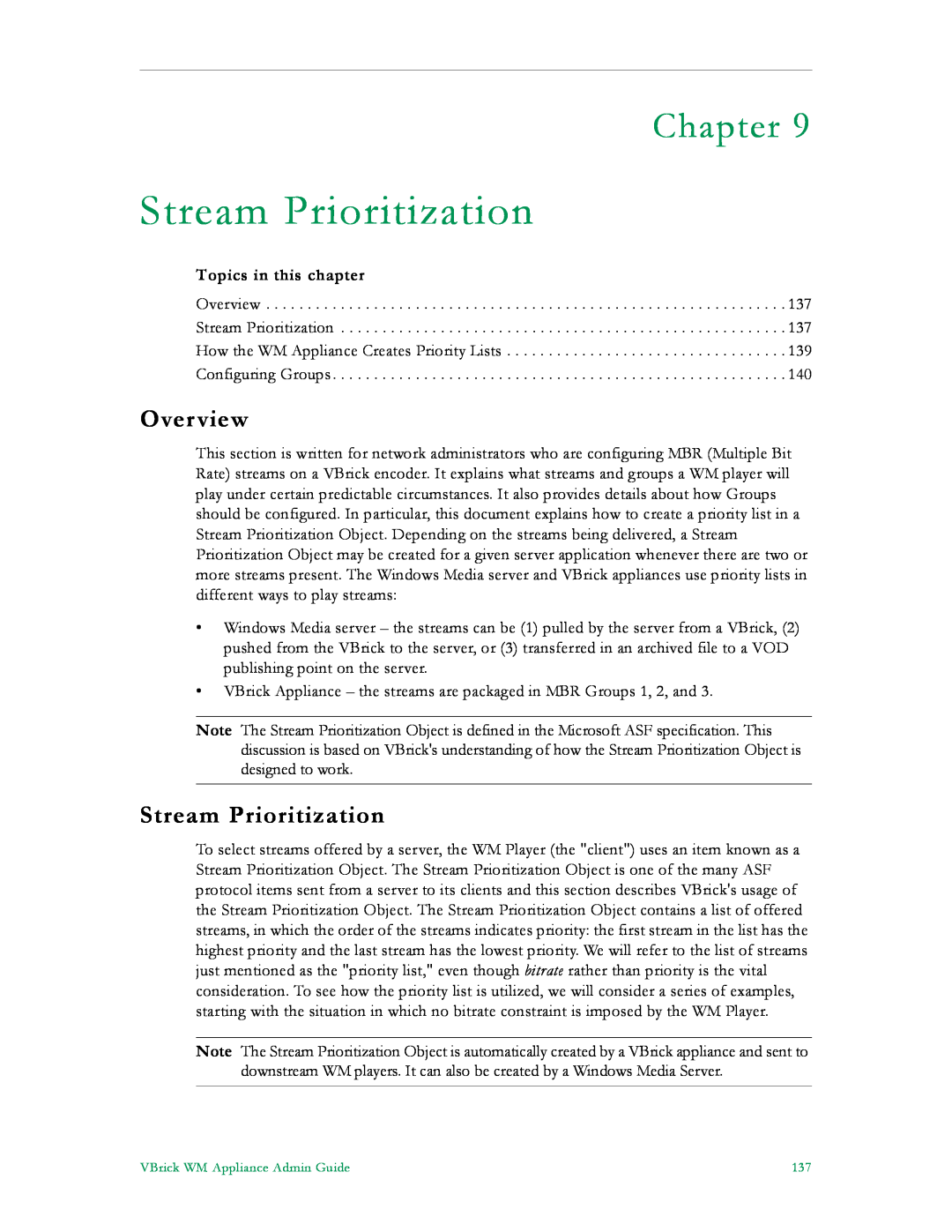 VBrick Systems VB6000, VB4000, VB5000 manual Stream Prioritization, Chapter, Overview, Topics in this chapter 