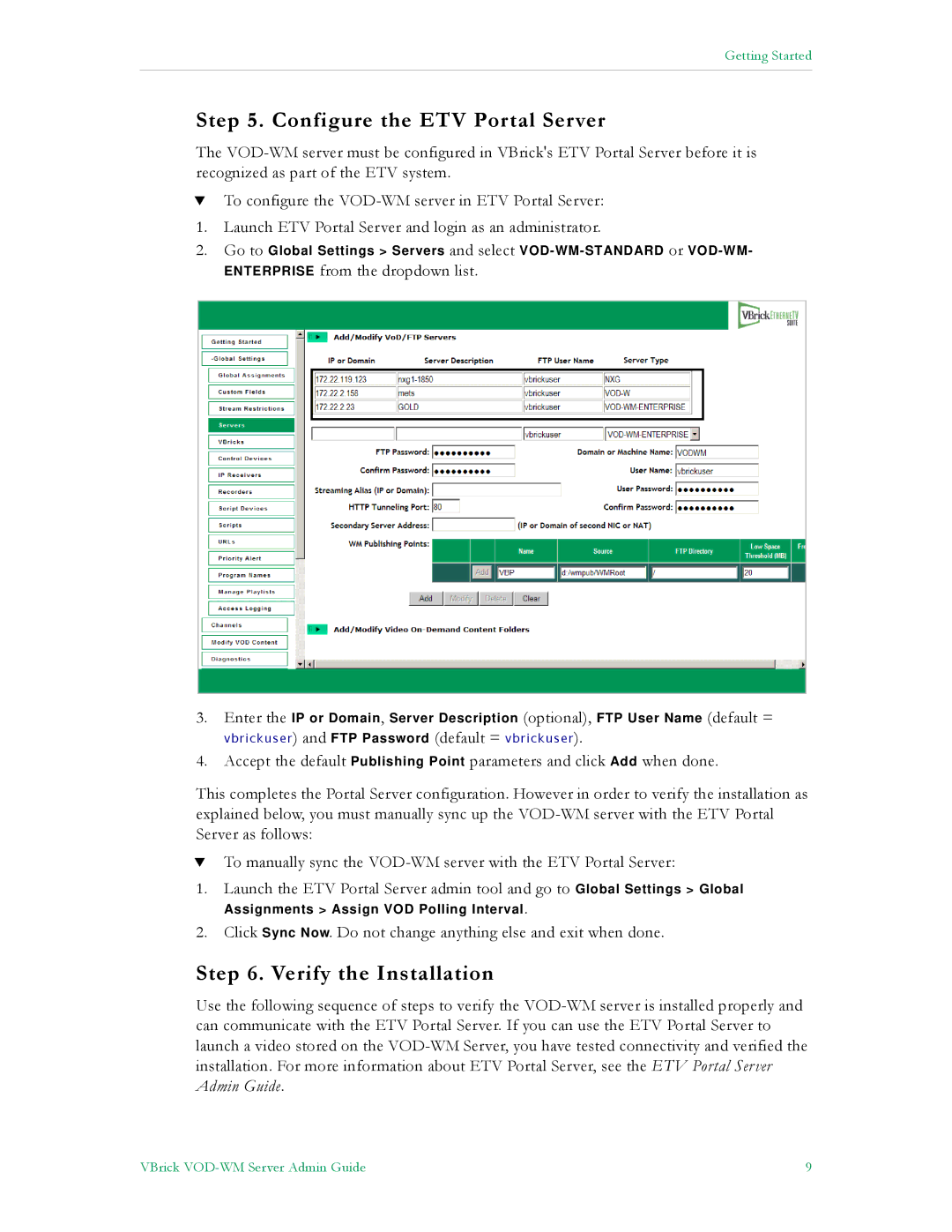 VBrick Systems VBrick v4.2.1 manual Configure the ETV Portal Server, Verify the Installation 