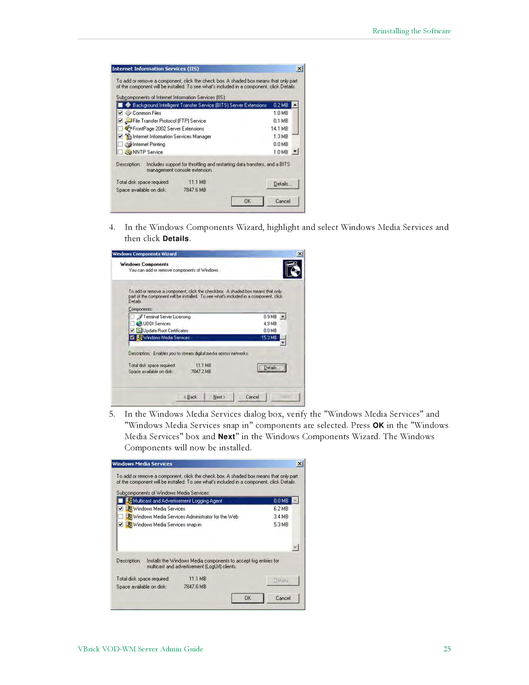 VBrick Systems VBrick v4.2.1 manual Reinstalling the Software 