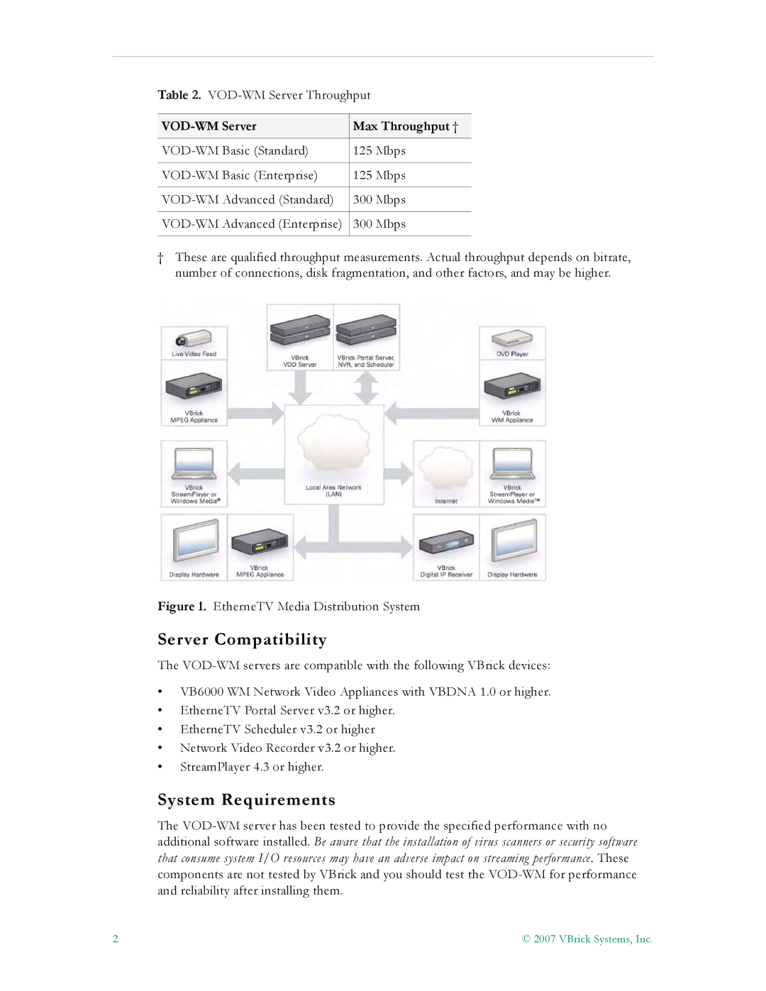 VBrick Systems VBrick v4.2.1 manual Server Compatibility, System Requirements 