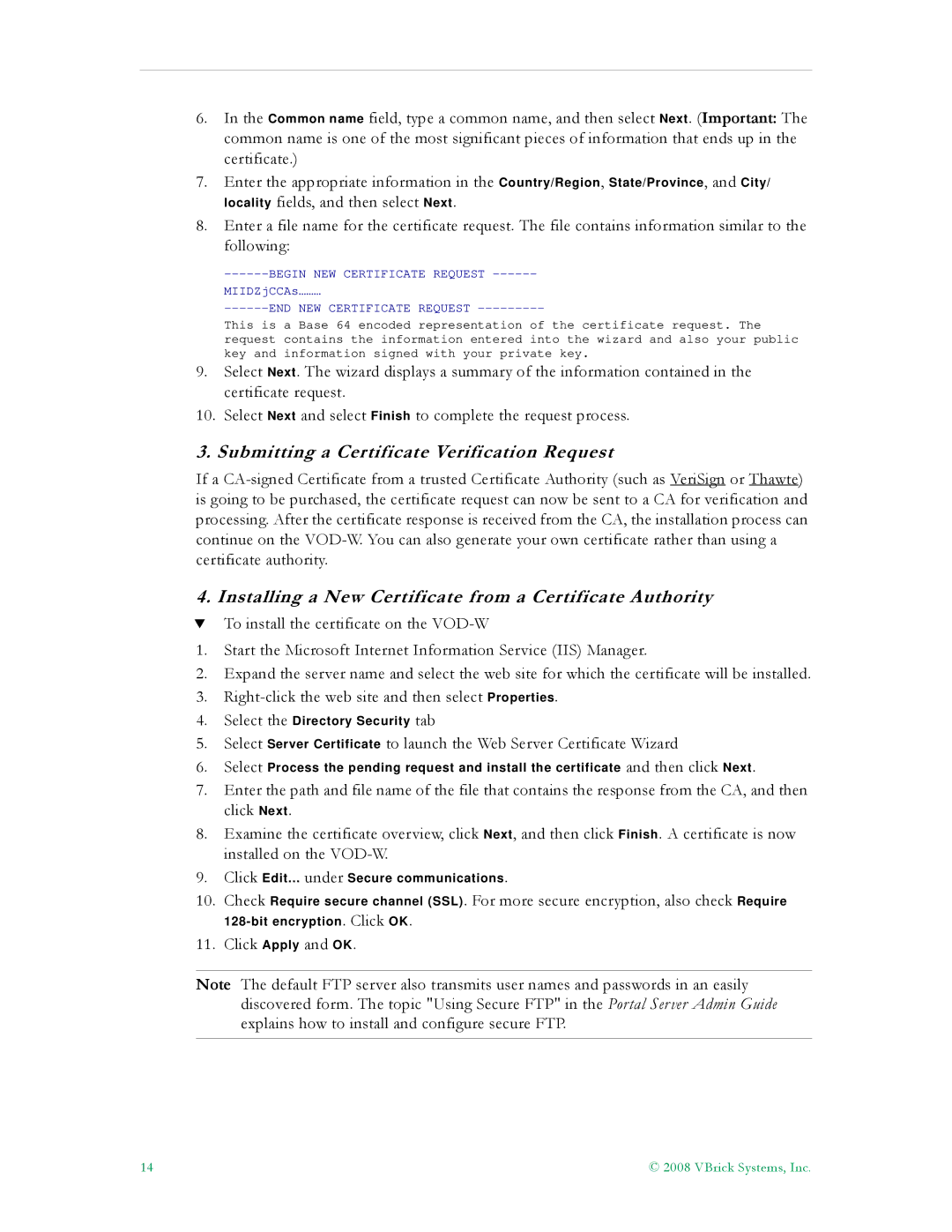 VBrick Systems VBrick v4.2.3 manual Submitting a Certificate Verification Request 
