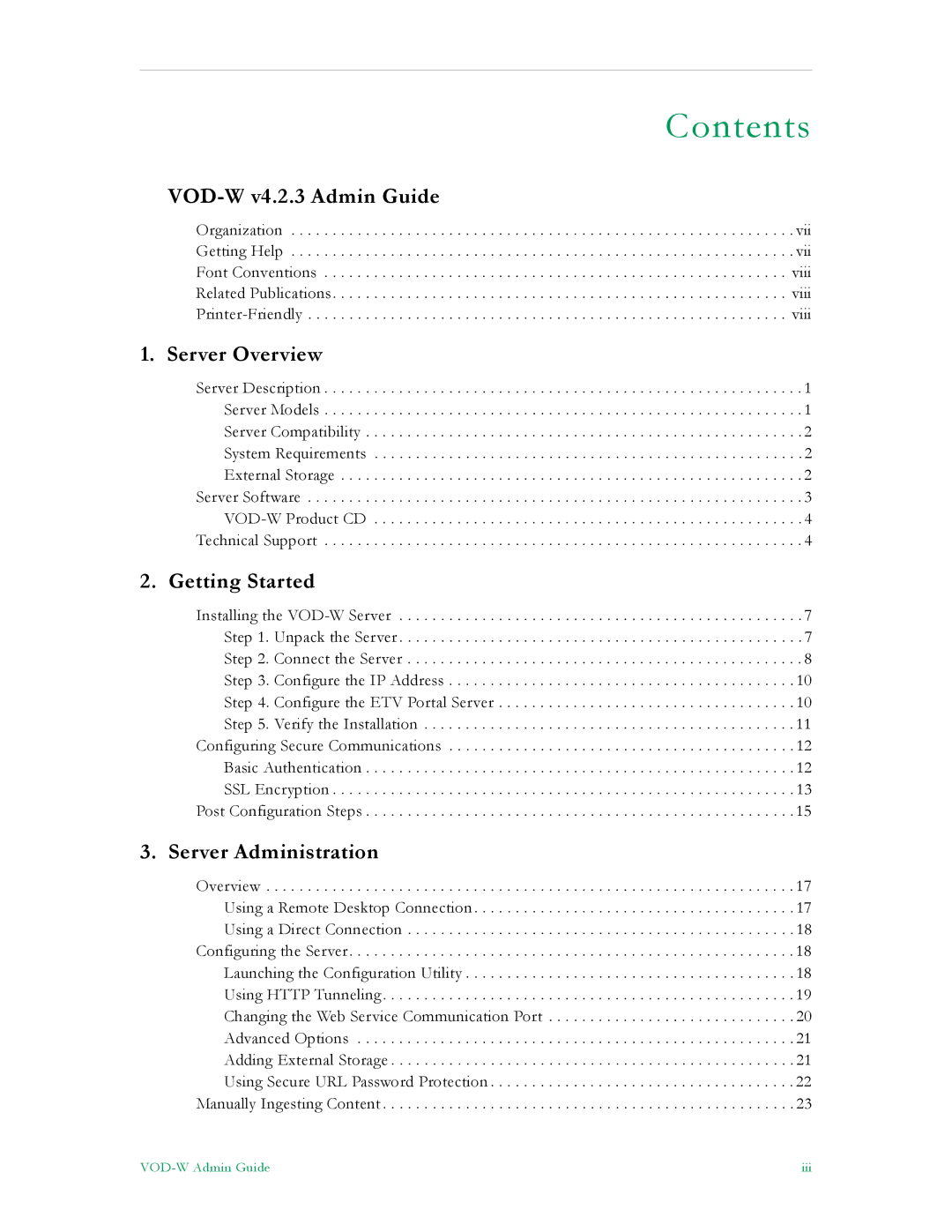 VBrick Systems VBrick v4.2.3 manual Contents 