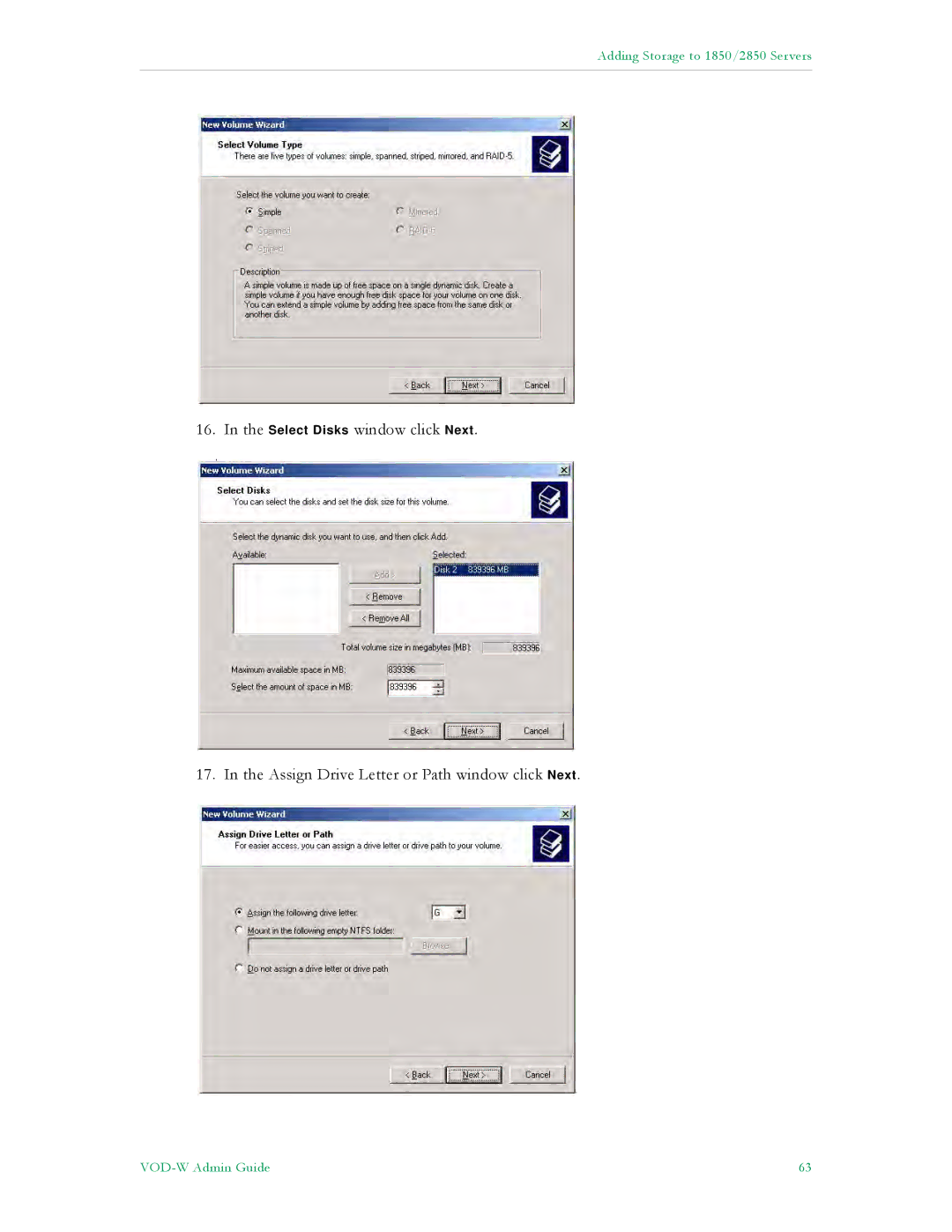 VBrick Systems VBrick v4.2.3 manual Adding Storage to 1850/2850 Servers 