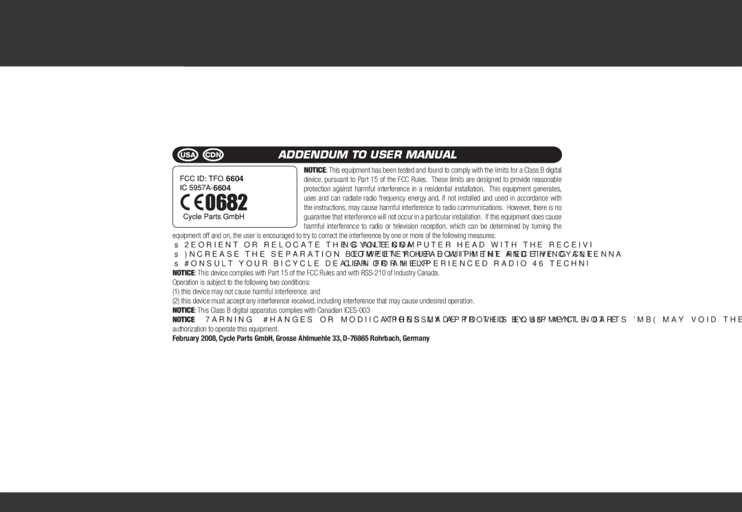 VDO Cyclecomputing Z3 PC-LINK manual Usa Cdn 