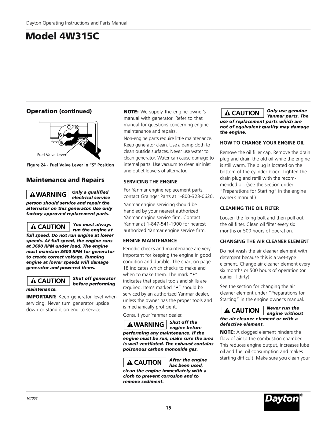 VDO Dayton 4W315C Maintenance and Repairs, Servicing The Engine, Engine Maintenance, How To Change Your Engine Oil 