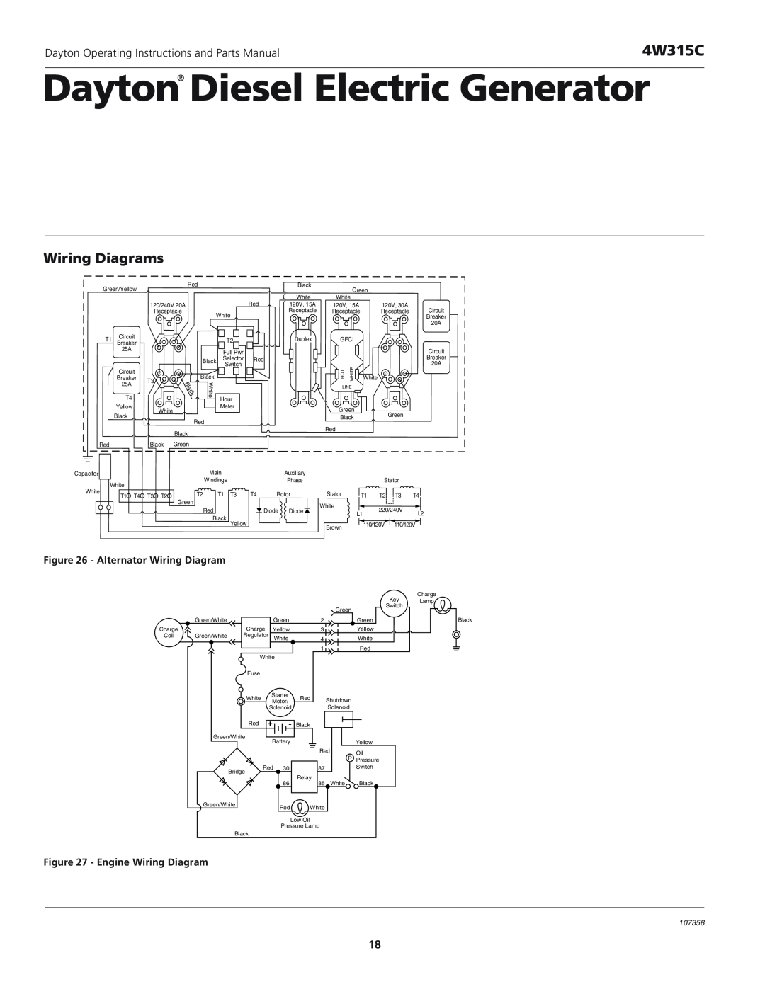 VDO Dayton 4W315C Wiring Diagrams, Dayton Diesel Electric Generator, Alternator Wiring Diagram, Engine Wiring Diagram 