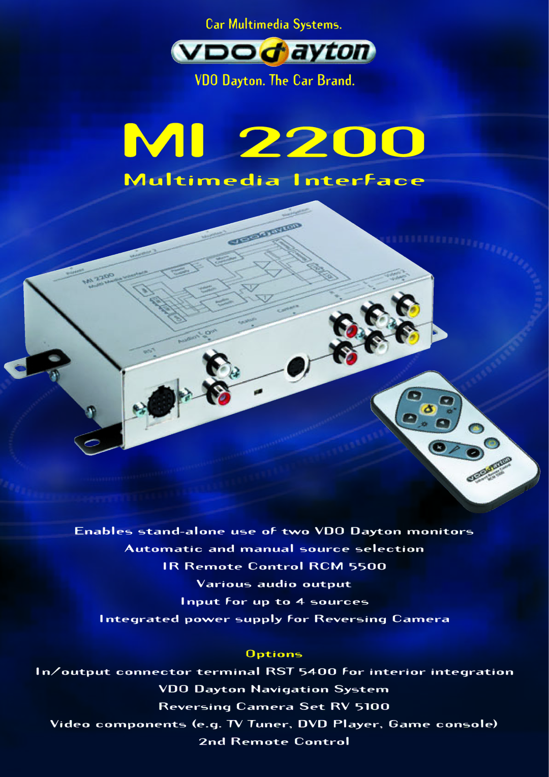 VDO Dayton MI 2200 manual Multimedia Interface 