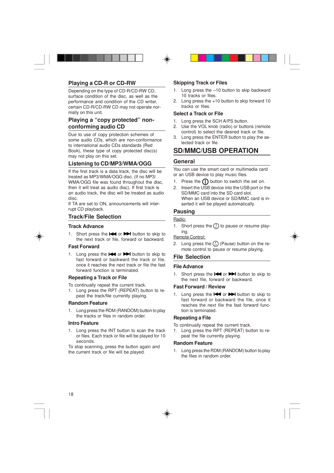 VDO Dayton VDOdayton, CD1537x, CD 1737x manual SD/MMC/USB Operation 