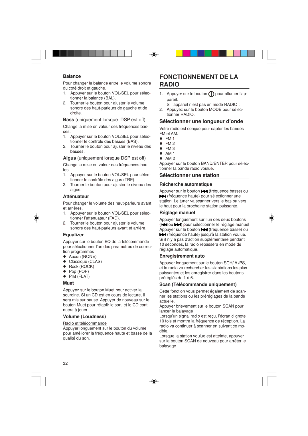 VDO Dayton CD 1737x, VDOdayton manual Fonctionnement DE LA Radio, Sélectionner une longueur d’onde, Sélectionner une station 