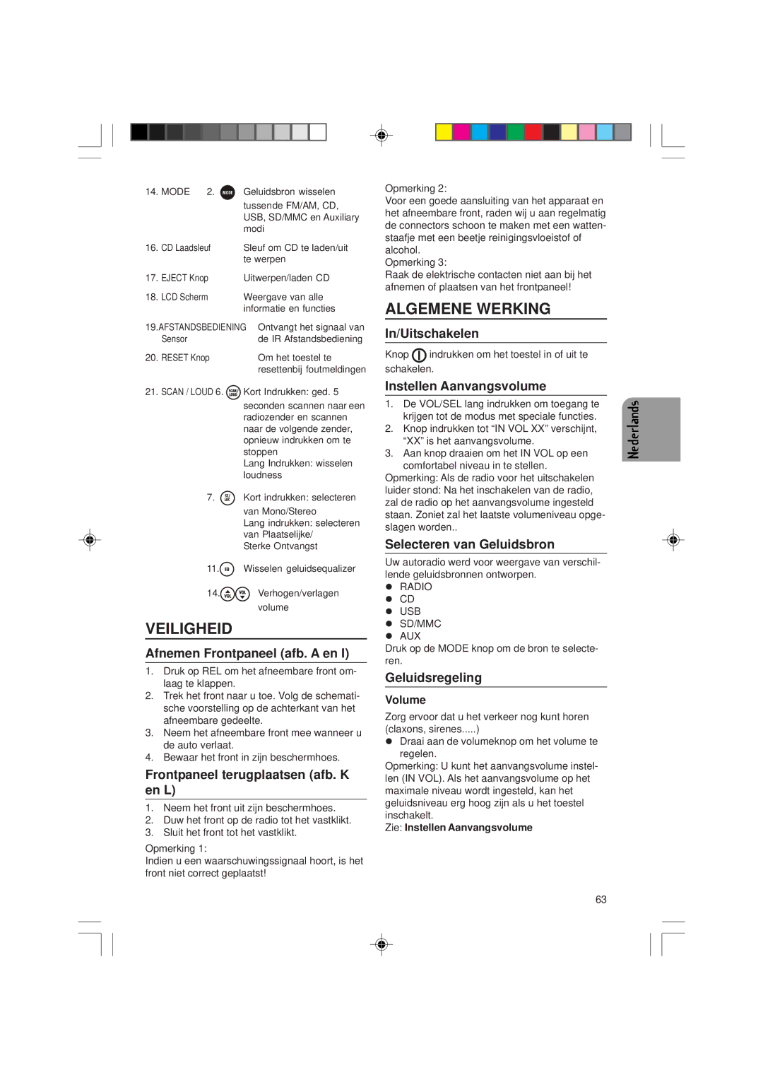 VDO Dayton VDOdayton, CD1537x, CD 1737x manual Veiligheid, Algemene Werking 